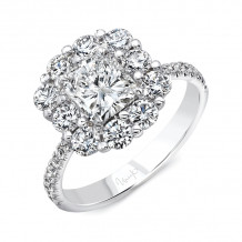 Uneek Radiant-Cut Diamond Engagement Ring with Floral-Inspired Shared-Prong Halo - LVS1015RAD