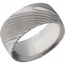 Lashbrook Black & White Damascus Steel 10mm Men's Wedding Band - D10D+POLISH