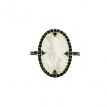 Freida Rothman Industrial Finish Mother Of Pearl And Pave Cocktail Ring - IFPKMR44-7