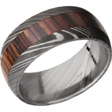 Lashbrook Black & White Damascus Steel Hardwood 9mm Men's Wedding Band - D9D14_NATCOCO+ACID