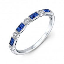 Uneek Princess Cut Blue Sapphire and Diamond Fashion Ring - RB041BSU