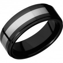 Lashbrook Black & White Tungsten 8mm Men's Wedding Band - CT08RC048+POLISH