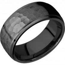 Lashbrook Black Zirconium 9mm Men's Wedding Band - Z9DGE+HAMMER_POLISH