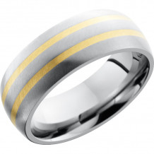 Lashbrook White & Yellow Titanium 8mm Men's Wedding Band - 8D21_14KY+ANGLE+SATIN