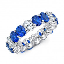 Uneek Oval Blue Sapphire and Diamond Eternity Band - ETOV2BSD-5X4MM