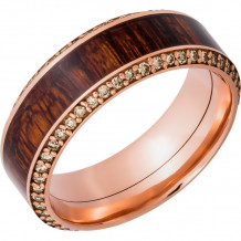 Lashbrook 14k Rose Gold Hardwood 8.5mm Men's Wedding Band - 14KRHW8.5HB14.5_NATCOCOBETERNITYCHOCDIA.01BEAD+POLISH