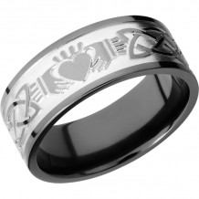 Lashbrook Black Zirconium 9mm Men's Wedding Band - Z9F_CLADDAGHCELTIC+BEAD_POLISH