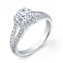 Uneek Round-Diamond-on-Cushion-Halo Engagement Ring with Peekaboo Split Upper Shank - USM027CU-5.0RD