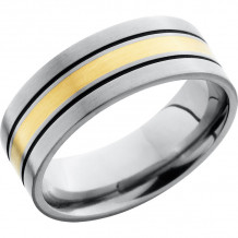 Lashbrook White & Yellow Titanium 8mm Men's Wedding Band - 8F122.5_14KYA+BLACK_SATIN