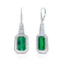 Uneek THE PHAROAH Emerald Cut Indicolite Green Tourmaline Diamond Earrings - LVE949EMGT