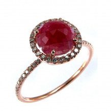 Meira T Rose Gold  Ruby and Diamond Circular Ring