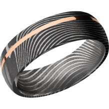 Lashbrook Black Rose & White Damascus Steel 7mm Men's Wedding Band - D7D11OCFLATTWIST_14KR+ACID