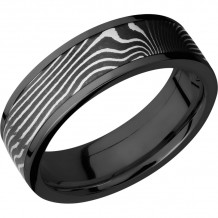 Lashbrook Black & White Zirconium 7mm Men's Wedding Band - ZPF7F15_FLATTWIST+ACID_POLISH