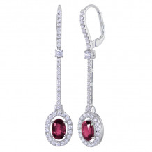 Uneek Oval Ruby Spoon Dangle Earrings with Pave Diamond Halos - LVEMT0096R