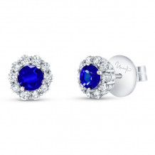 Uneek Round Blue Sapphire Diamond Earrings - LVE2077SRI