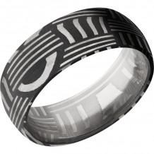 Lashbrook Black & White Damascus Steel 8mm Men's Wedding Band - D8DBASKETWEAVE+ACID