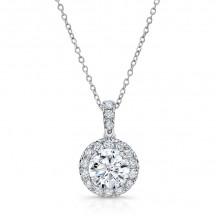 Uneek Round Diamond Halo Pendant - LVN924W-5.0RD