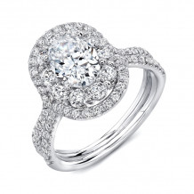 Uneek Oval Diamond Engagement Ring with Mixed Double Halo and Pave Double Shank - LVS1002DOV-7.5X5.5OV