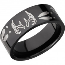 Lashbrook Black Zirconium 9mm Men's Wedding Band - Z9F_DEERTRACK1XANT+POLISH