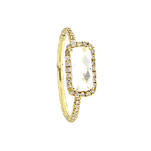 Meira T 14k Yellow Gold Rectangle Diamond and Topaz Ring