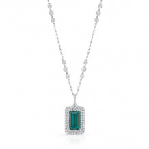 Uneek Emerald Cut Green Tourmaline Diamond Pendant - LVN939GT
