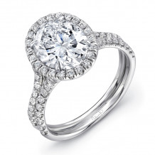Uneek Oval Diamond Halo Engagement Ring with Pave Double Shank - LVS925-8X6OV