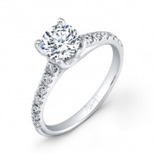 Uneek Round Diamond No-Halo Engagement Ring with Graduated Melee Diamonds U-Pave Set on Upper Shank - USM034-6.5RD
