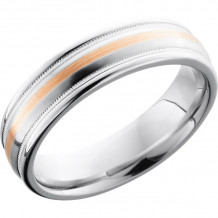 Lashbrook Rose & White Cobalt Chrome 6mm Men's Wedding Band - CC6RED2UMIL11_14KR+SATIN_POLISH