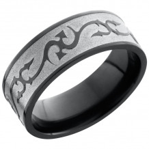 Lashbrook Black Zirconium 8mm Men's Wedding Band - Z8F_THORNS+BEAD_POLISH