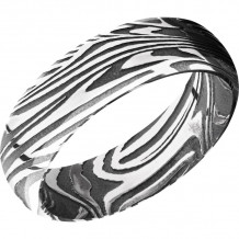 Lashbrook Black & White Damascus Steel 7mm Men's Wedding Band - D7DBSUNSET+ACID