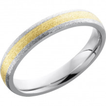 Lashbrook White & Yellow Cobalt Chrome 4mm Men's Wedding Band - CC4D12_14KY+STONE