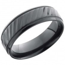 Lashbrook Black Zirconium 7mm Men's Wedding Band - Z7B2UMILSTRIPES+POLISH