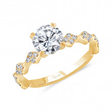 Uneek Us Collection Round Diamond Engagement Ring with Diamond-Shaped Cluster Accents - SWUS122Y-6.5RD