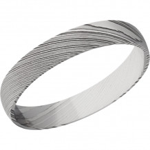 Lashbrook Black & White Damascus Steel 4mm Men's Wedding Band - D4D+POLISH