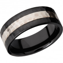 Lashbrook Black & White Zirconium 8mm Men's Wedding Band - Z8F13_SS+HAMMER