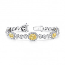 Uneek Mixed-Size Oval Yellow Diamond Bracelet with Round Colorless Diamond Bezels - LBR180