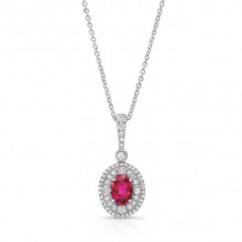 Uneek Oval Ruby Diamond Pendant - LVPDN2020R