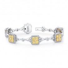 Uneek Radiant-Cut Yellow Diamond Cluster Bracelet with Geometric Motif - LBR184