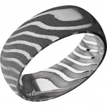 Lashbrook Black & White Damascus Steel 8mm Men's Wedding Band - D8DTIGER+ACID