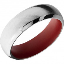 Lashbrook 14k White Gold 7mm Men's Wedding Band - 14KW7DB+ANGLE+SATIN_POLISH+CRIMSONIN