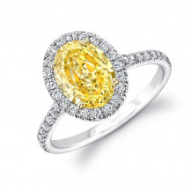 Uneek Oval Fancy Yellow Diamond Halo Ring - LVS893OVFY