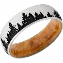 Lashbrook Black & White Cobalt Chrome Hardwood 7mm Men's Wedding Band - HWSLEEVECC7D_LCVTREES_A+BOXELDERBURL+BLACK_SATIN