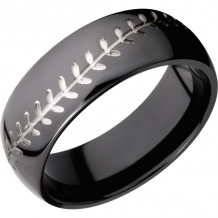 Lashbrook Black Zirconium 8mm Men's Wedding Band - Z8D_BASEBALL+POLISH