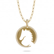 Doves Equestrian 18k Yellow Gold Diamond Pendant - P9771