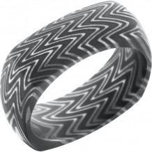 Lashbrook Black & White Damascus Steel 8mm Men's Wedding Band - D8DSQZEBRA+ACID