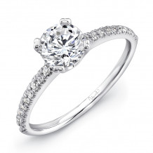 Uneek Round Diamond Non-Halo Engagement Ring with Simple U-Pave Upper Shank - USM029-6.5RD