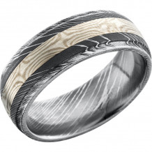 Lashbrook Black & White Damascus Steel 8mm Men's Wedding Band - D8DGE13_MSSPD+SATIN_ACID_POLISH