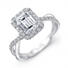Uneek Emerald-Cut Diamond Halo Engagement Ring with Infinity-Style Crisscross Shank - SM817EM-7.5X5.5EM