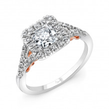 Uneek Cancelli Princess-Cut Diamond Halo Engagement Ring with Pave Split Shank - A104WR-5.5PC