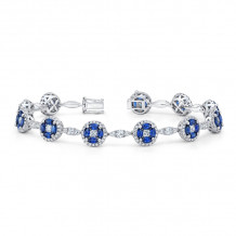 Uneek Marquise Blue Sapphire and Round Diamond Cluster Bracelet - LVBRLG1028S